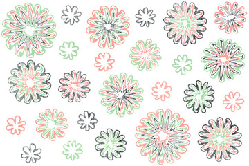 Watercolor abstract flowers on white background
