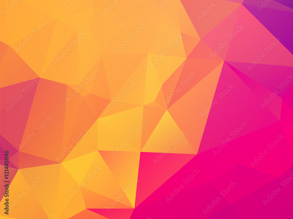 Wall mural colorful geometric pink orange background with triangles