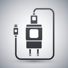 Vector Charger for Phone with micro USB Connector icon. Simple icon on a light gray background