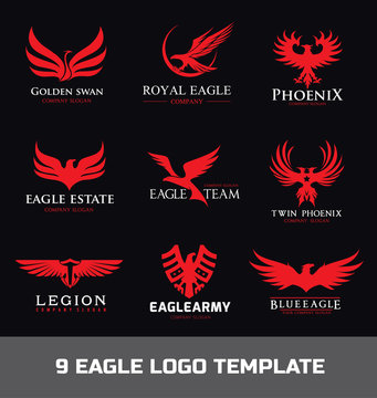 Eagle Logo set,Animal logo collection,bird logo,Phoenix logo,Vector Logo template

