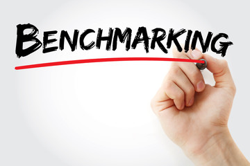 Hand writing Benchmarking with marker, concept background