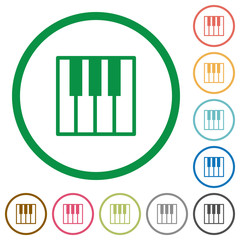 Piano keyboard outlined flat icons