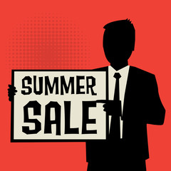 Man showing board, business concept with text Summer Sale