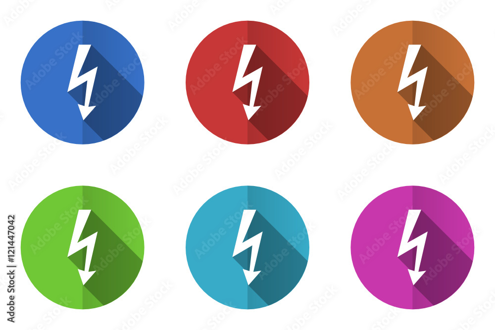 Aufkleber Flat design vector icons. Colorful web buttons set. 