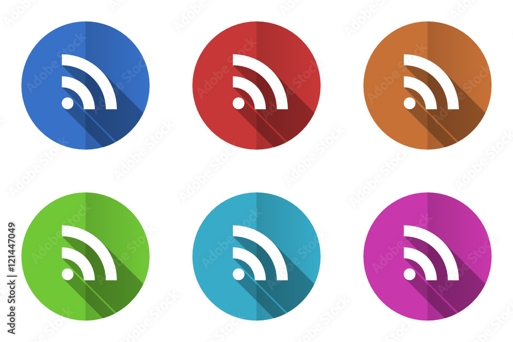 Poster Flat design vector icons. Colorful web buttons set. 