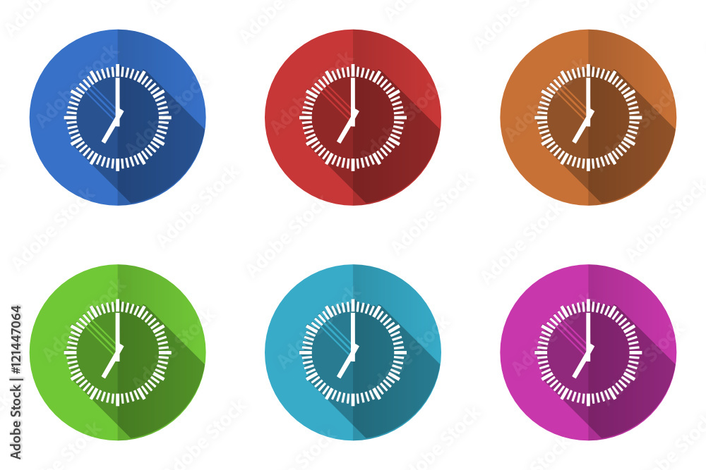 Poster Flat design vector icons. Colorful web buttons set.