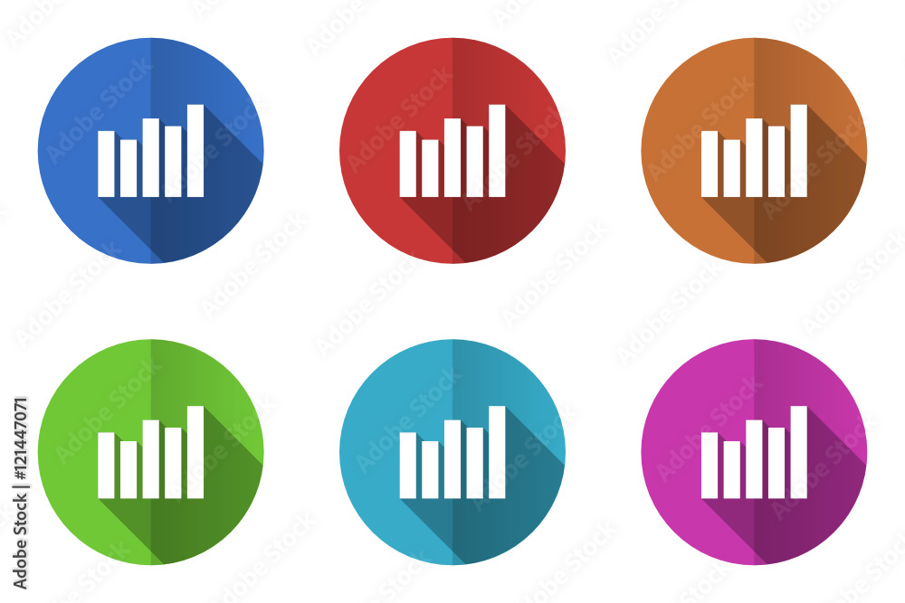 Poster flat design vector icons. colorful web buttons set.