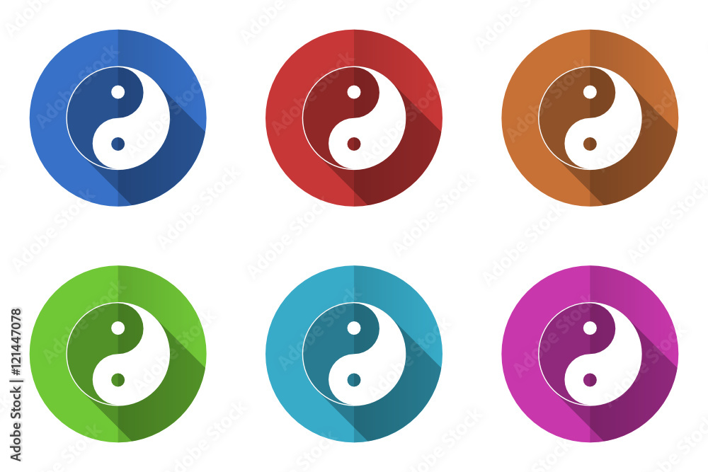 Aufkleber flat design vector icons. colorful web buttons set.