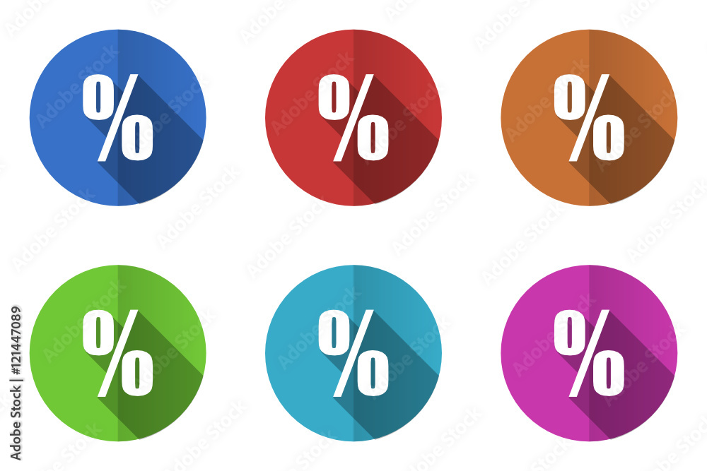 Aufkleber Flat design vector icons. Colorful web buttons set.
