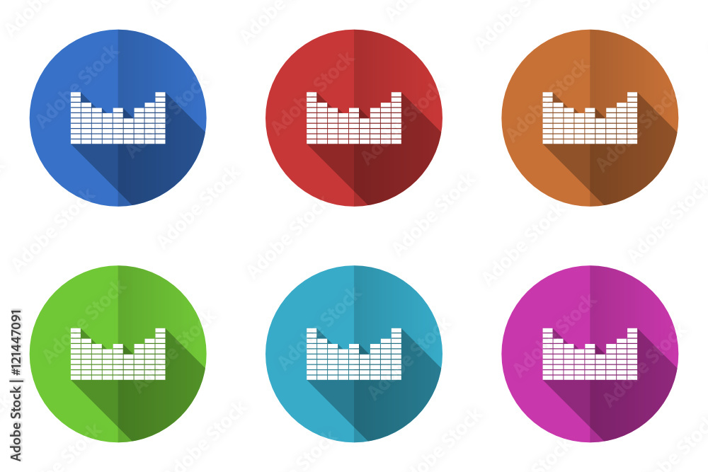 Aufkleber Flat design vector icons. Colorful web buttons set.