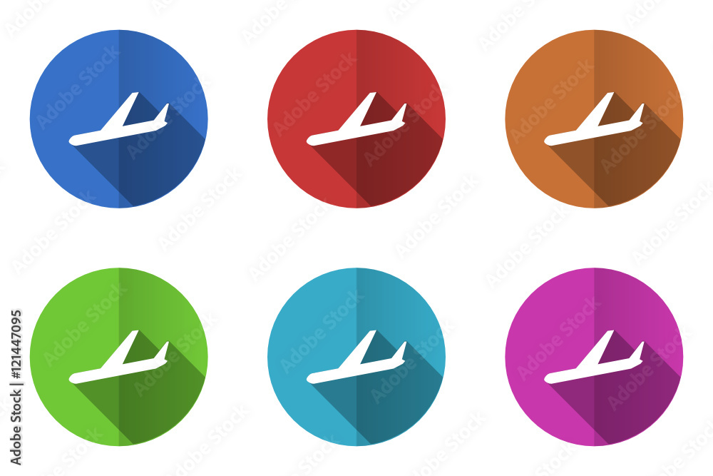 Poster Flat design vector icons. Colorful web buttons set.