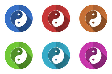 Flat design vector icons. Colorful web buttons set.