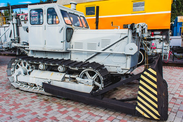 Old Soviet tractor on tracks