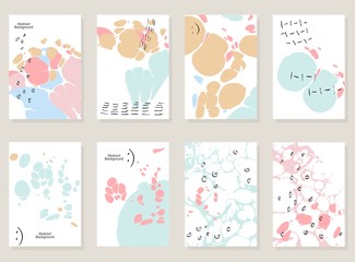 Collection of creative trendy cards. Abstract painting templates.