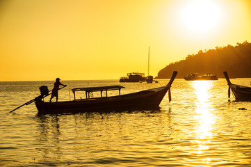 Lipe island sunset time : Satun Thailand.