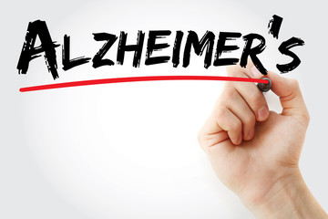 Hand writing Alzheimer's with marker, concept background