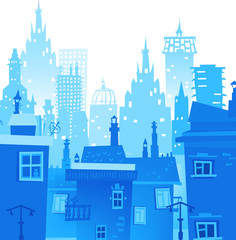 Fototapeta premium City background made of different building silhouettes