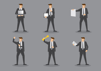 Businessman Holding Work Equipment and Office Supplies