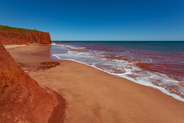 Landscape view of stunning red beach James Price Point in the remote Kimberley region of Western Australia