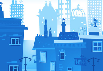 Obraz premium City background made of different building silhouettes