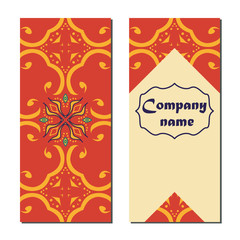 Vector set of colorful vertical banners for business and invitation. Portuguese, Talavera, Moroccan; Arabic; asian ornaments