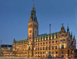 Fototapeta na wymiar Rathaus Hamburg Seitenansicht