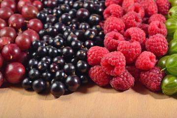 Various kinds of fresh berries close up
