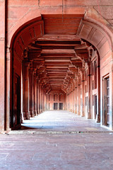 Columns and corridor detail at Fatehpur Sikri, India