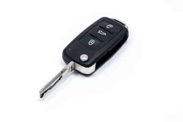 Modern folding car key isolated on white background