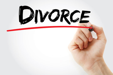 Hand writing Divorce with marker, concept background