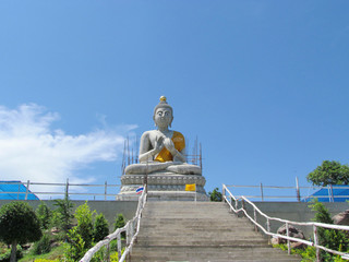Buddha prepared and bright sky before temple creation.