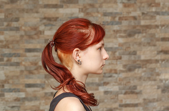 model with colored tail and hidden undercut