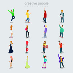 Fototapeta na wymiar Flat Young people isolated vector illustration Society concept