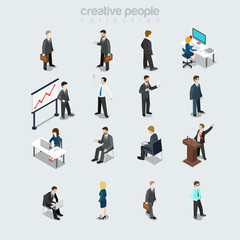 Fototapeta na wymiar Isometric flat Business people 3d vector illustration