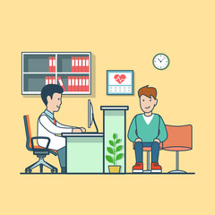 Linear Flat Business woman visit vector Cardiologist office