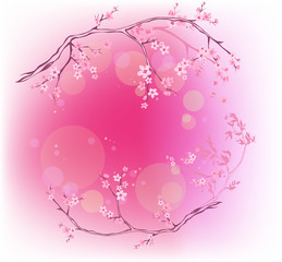 Fototapeta premium Spring background with blooming sakura branches