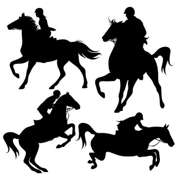 horsemen fine vector silhouettes set