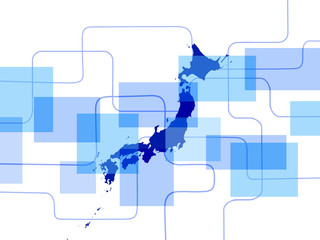 日本地図　ビジネス　テクノロジー　ネットワーク