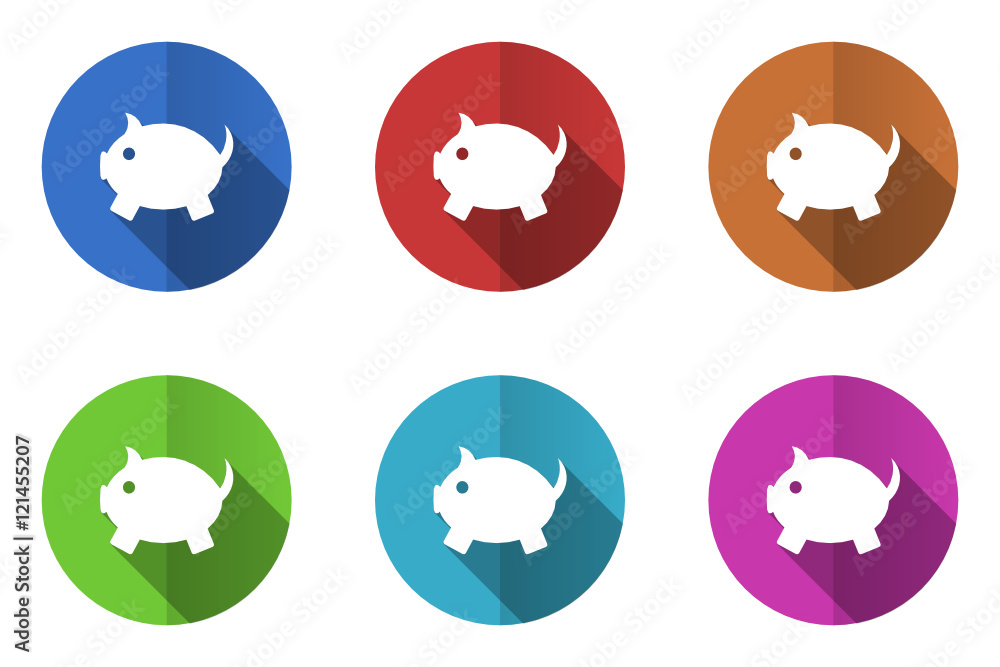 Poster Flat design vector icons. Colorful web buttons set.