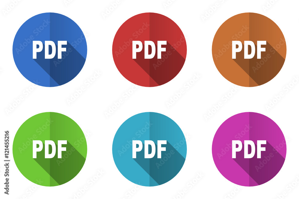 Poster flat design vector icons. colorful web buttons set.