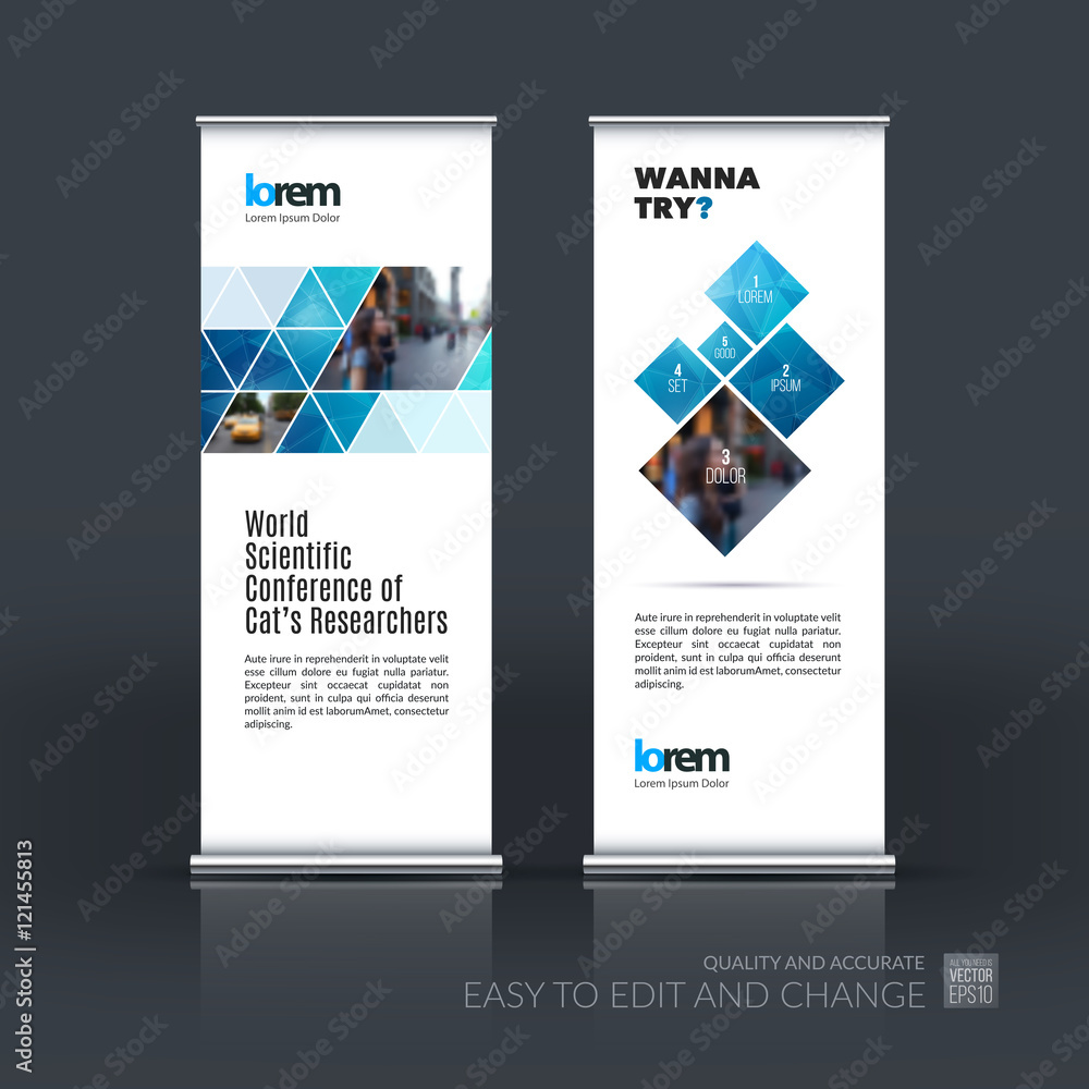 Wall mural vector set of modern roll up banner stand design with abstract b