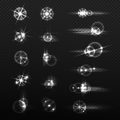 Set of vector elements glow light effects.