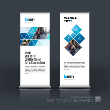 Vector set of modern roll Up Banner stand design with abstract b