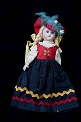Close Up and Isolated Vintage Antique Old Doll