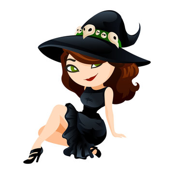 Cute witch in a cartoon style.