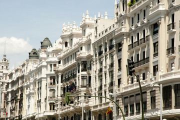 Fototapeta na wymiar Madrid Architecture on Buildings Facade - Spain