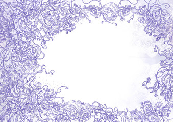 Beautiful floral patterned frame with purple flowers