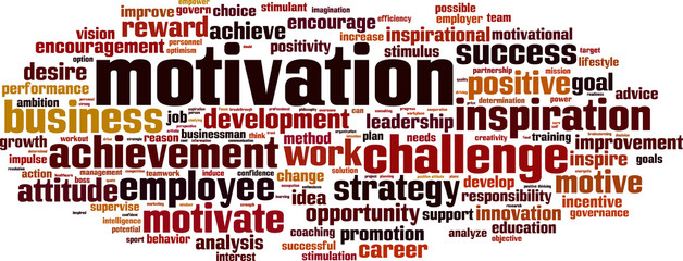 Motivation word cloud concept. Vector illustration