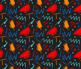 Seamless hand drawn pattern in fun retro style. Vector illustration