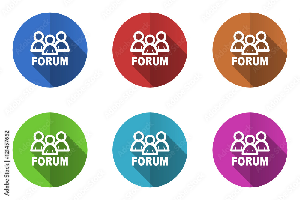 Poster Flat design vector icons. Colorful web buttons set.